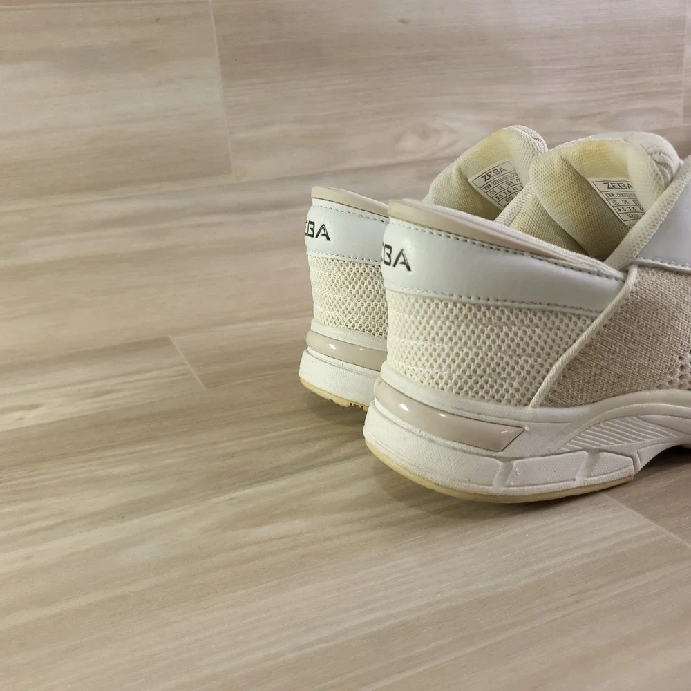 Zeba Hands Free Sneakers Womens 9.5 Cream White Knit Slip On Walking Shoes